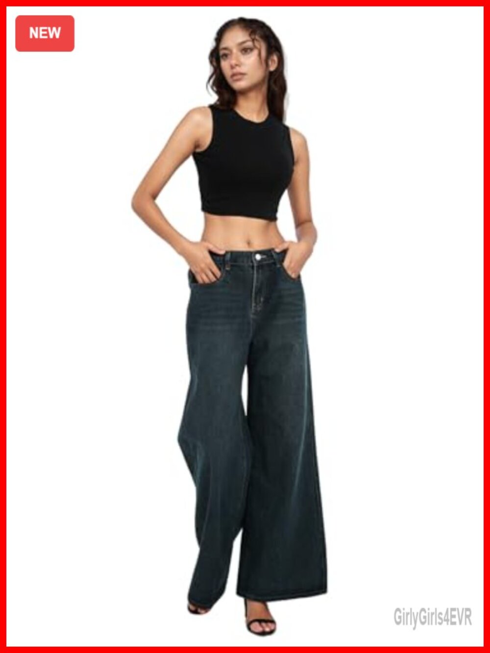 High Waist Wide Leg Baggy Jeans Y2K Vintage Boyfriend Denim Pants Women - Picture 6 of 7